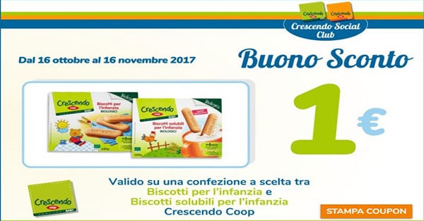 Buoni Sconto biscotti Crescendo Coop