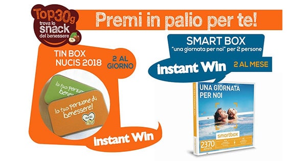 Vinci gratis Tin-Box di frutta secca Nucis e cofanetto Smartbox