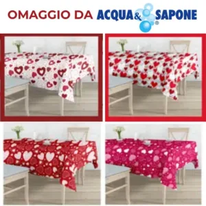 Tovaglia di San Valentino in omaggio da Acqua & Sapone